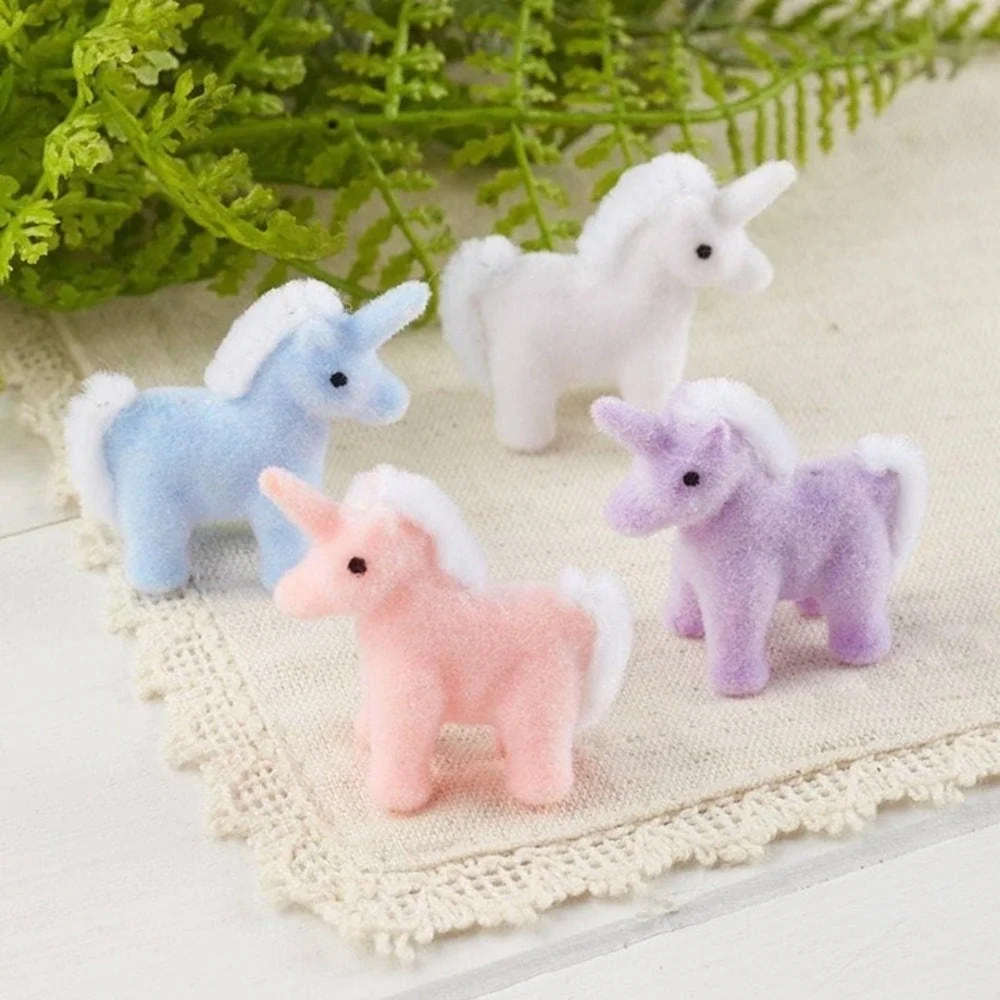 Miniature Flocked Unicorn Figurine - Mini Unicorn Figures - Crafts & Dioramas